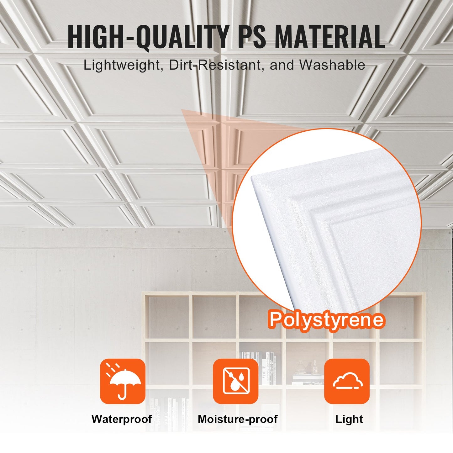 Takplattor 48-pack 20 x 20 i polystyren Enkel installation Limning