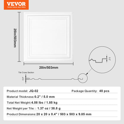 Takplattor 48-pack 20 x 20 i polystyren Enkel installation Limning