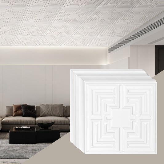 Takplattor 12-pack 24 x 24 i PVC Enkel installation Vit ekomönster