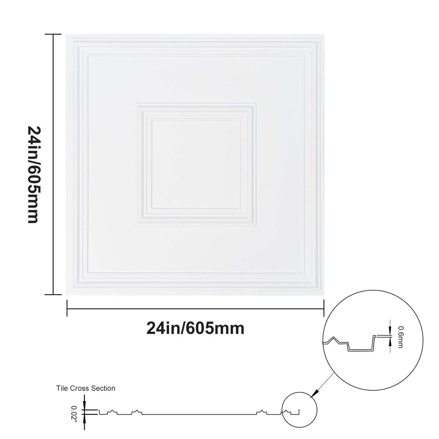 Takplattor 12-pack 24 x 24 i PVC Enkel installation Vit Geometrisk