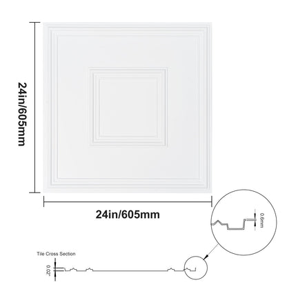 Takplattor 12-pack 24 x 24 i PVC Enkel installation Vit Geometrisk