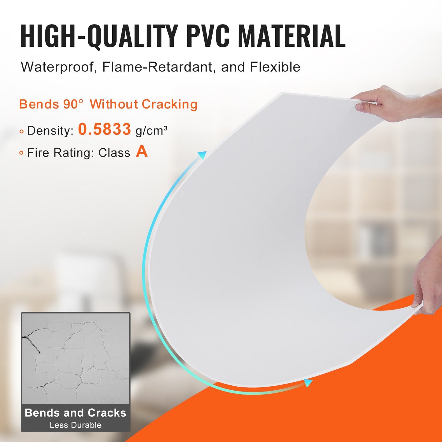 Takplattor 10-pack 24 x 24 i PVC-skum Brandklassad Slät Vit