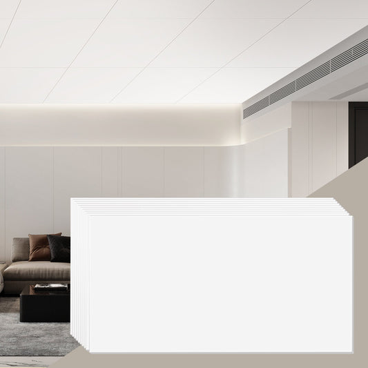 Takplattor 10-pack 24 x 24 i PVC-skum Brandklassad Slät Vit