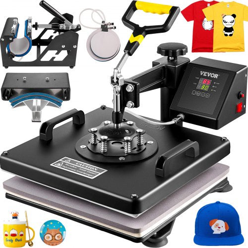 Heat Press 5 in 1 Heat Press Machine 38x38cm Heat Transfer Press 15x15Inch T-shirt Press Multifunctional Sublimation Machine for T-shirt Mug Hat Plate Transfer | EU