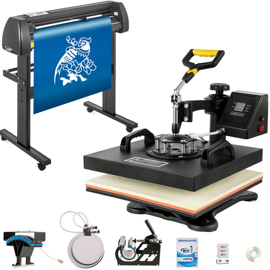 Machine de Presse Chaude 5 en 1 + Plotter de Découpe Traceur Coupe 720 mm, 38 x 38 cm Presse de Chaleur Pression de Coupe 10-500 g Kontr