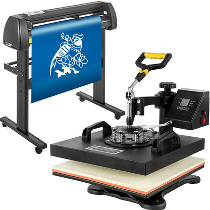 Machine de Presse Chaude 5 en 1 + Plotter de Découpe Traceur Coupe 720 mm, 38 x 38 cm Presse de Chaleur Pression de Coupe 10-500 g Kontr