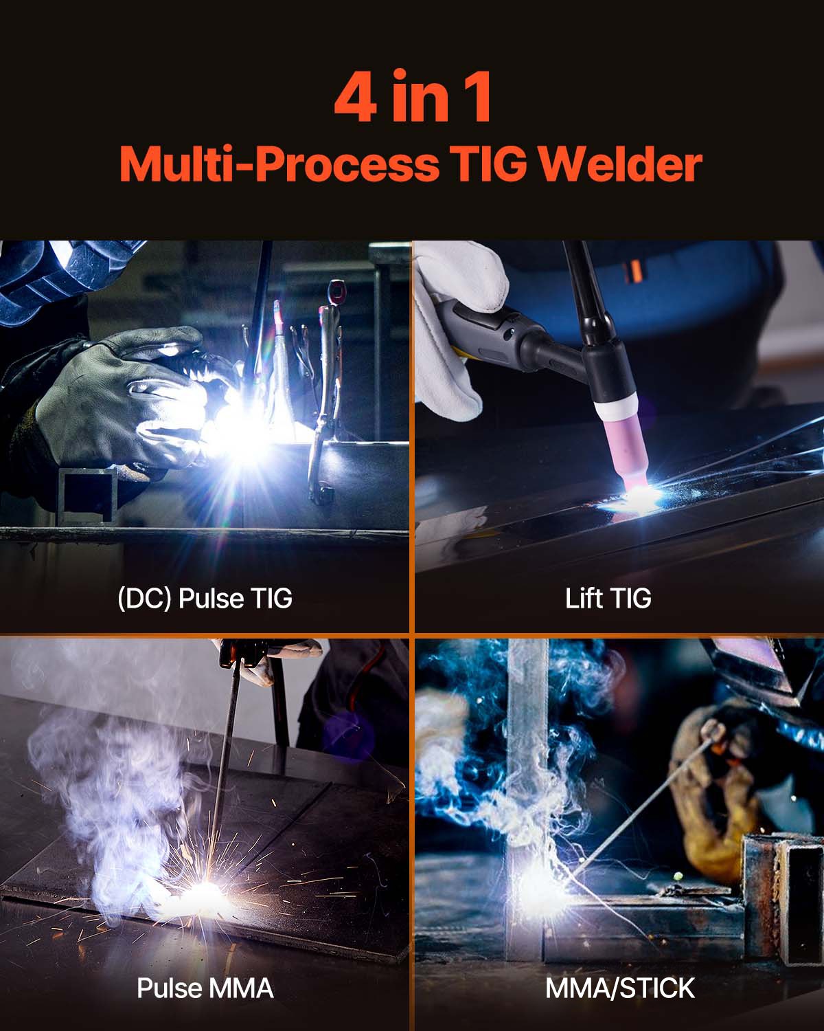 TIG Welder 4-i-1 svetsmaskin Pulse MMA Lift STICK IGBT Inverter LED