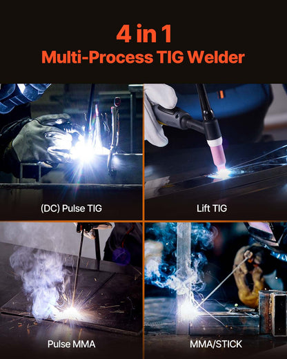 TIG Welder 4-i-1 svetsmaskin Pulse MMA Lift STICK IGBT Inverter LED