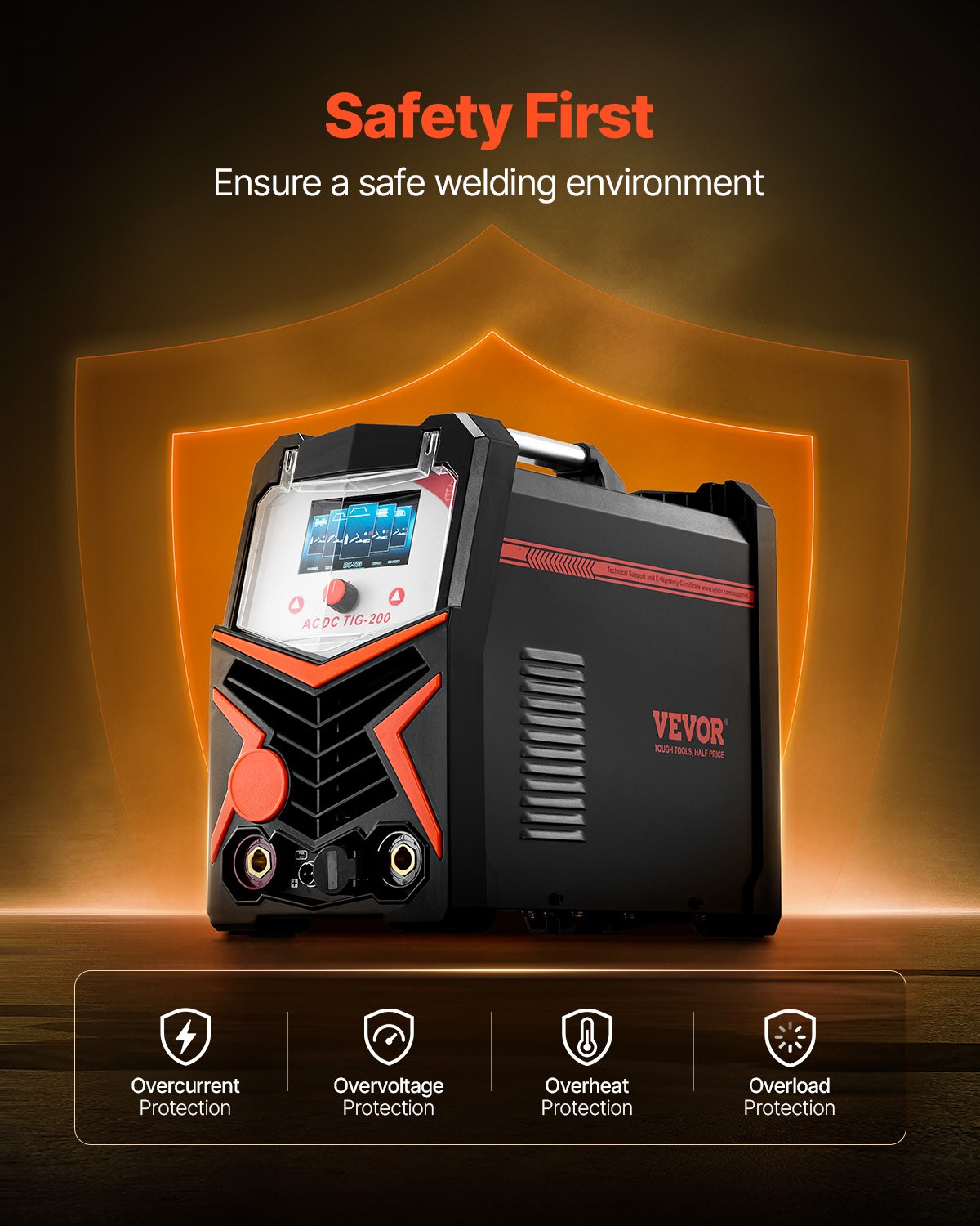 TIG Welder 6-i-1 AC/DC-svetsmaskin Pulspunkt MMA Stick IGBT LED
