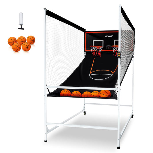 Indoor Double Shot Basket Arcade Game Iron Cage 2 Player 5 Balls