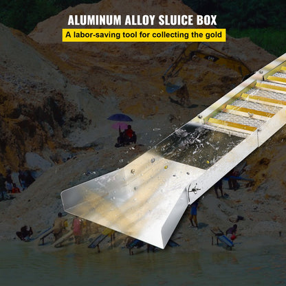 Fällbar sluslåda av aluminiumlegering, kompakta 50\" sluslådor för guld, lätt guldslussutrustning, bärbara sluslådor med gruvarbetarmossa, flod, bäck, guldvaskning, prospektering, muddring