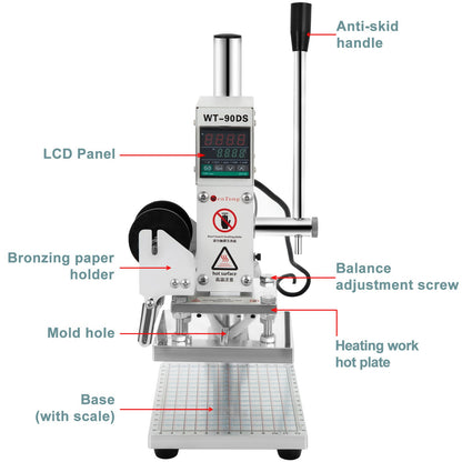 10x13cm Hot Foil Pressing Machine Leather Embossing Machine Bronzing Machine Hot Pressing Machine with Positioning Control for PVC Leather Pu and Paper (10x13cm)