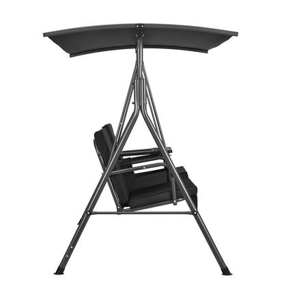 2-seater patio swing chair Patio swing with adjustable canopy Black