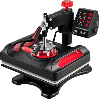 Heat Press Machine 12 x 15 Inch 360° Rotation Swing Away Red Heat Press 5 In 1 Heat Press 1000W Sublimationsmaskin 5 I 1 Skjorta tryckmaskin Dual-Tube Värme för gör-det-själv muggar och t-shirts Keps