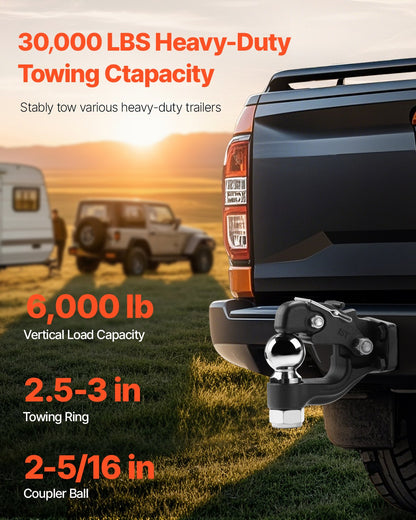 Bolzenkupplung 2-5/16" Halterung Kupplungskugel für 2,5"-3" Lünettenring 30000 lbs