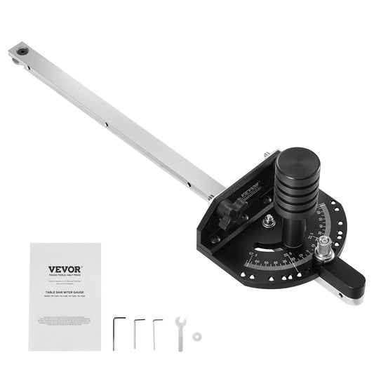 Precisionsgeringsmätare, standardspår 3/4'' x 3/8'', aluminiumlegeringsbordssåg Geringsmätare med 15 vinkelstopp justerbar fjäderbelastad kolv och avtagbar skiva, för bordssåg för träbearbetning