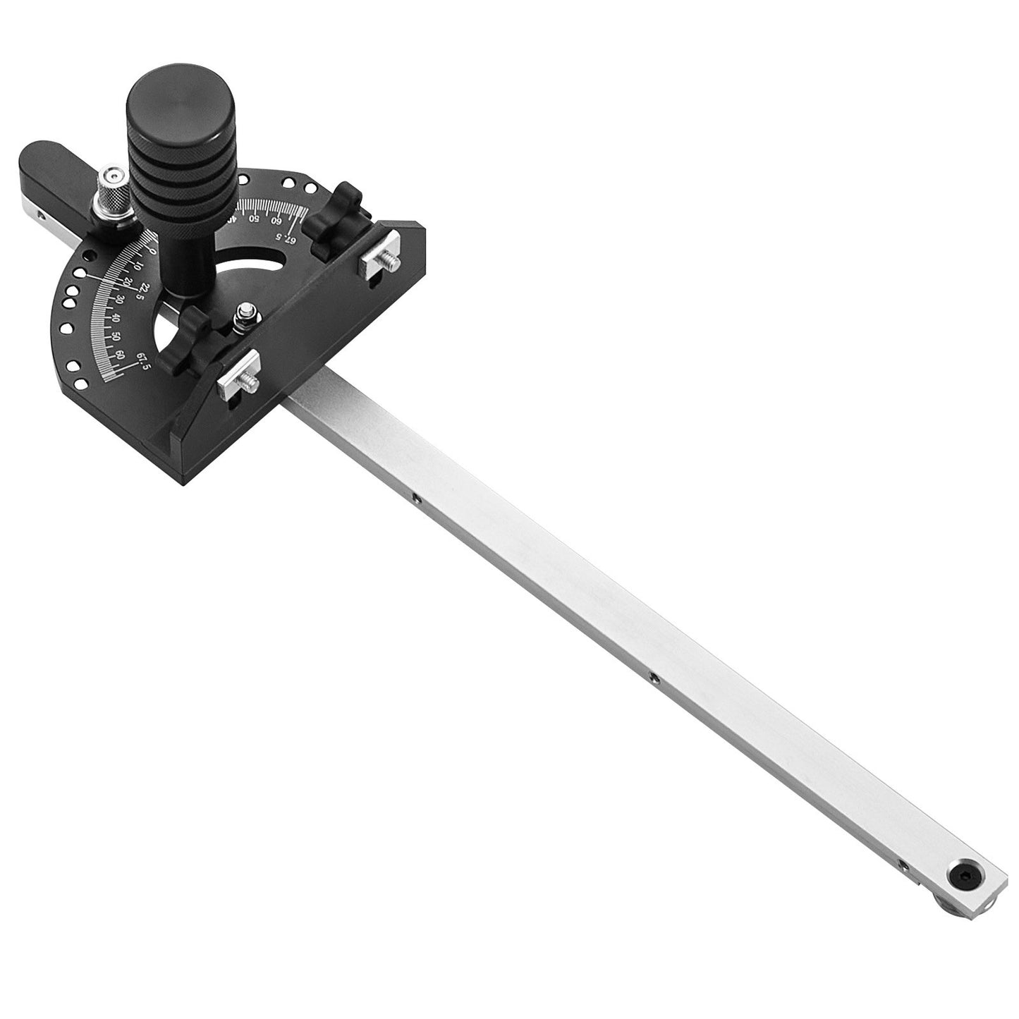 Precisionsgeringsmätare, standardspår 3/4'' x 3/8'', aluminiumlegeringsbordssåg Geringsmätare med 15 vinkelstopp justerbar fjäderbelastad kolv och avtagbar skiva, för bordssåg för träbearbetning