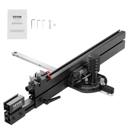 Precisionsgeringsmätare, standardspår 19 x 9,5 mm, aluminiumlegeringsbordsgeringsmätare med 48-89 cm galler 15 vinkelstopp Justerbar fjäderbelastad kolv och löstagbar skiva, för träbearbetning