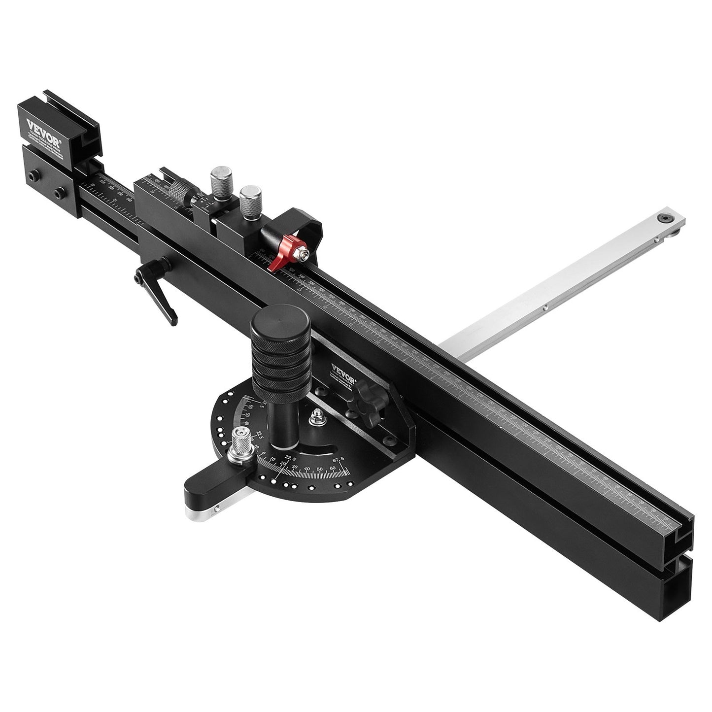 Precisionsgeringsmätare, standardspår 19 x 9,5 mm, aluminiumlegeringsbordsgeringsmätare med 48-89 cm galler 15 vinkelstopp Justerbar fjäderbelastad kolv och löstagbar skiva, för träbearbetning