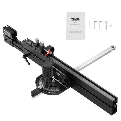 Precisionsgeringsmätare, standardspår 19 x 9,5 mm, aluminiumlegeringsbordsgeringsmätare med 48-89 cm galler 15 vinkelstopp Justerbar fjäderbelastad kolv och löstagbar skiva, för träbearbetning