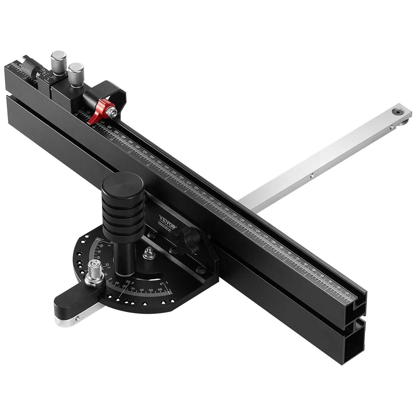 Precisionsgeringsmätare, standardspår 19 x 9,5 mm, aluminiumlegeringsbordsgeringsmätare med 45,7 cm galler 15 vinkelstopp Justerbar fjäderbelastad kolv och löstagbar skiva, för träbearbetning