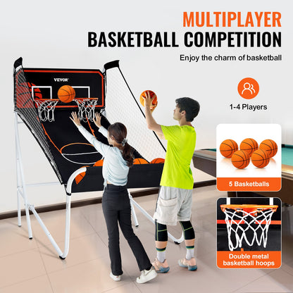 Hopfällbar inomhus Double Shot Basket Arcade Game 2 Player 5 Balls