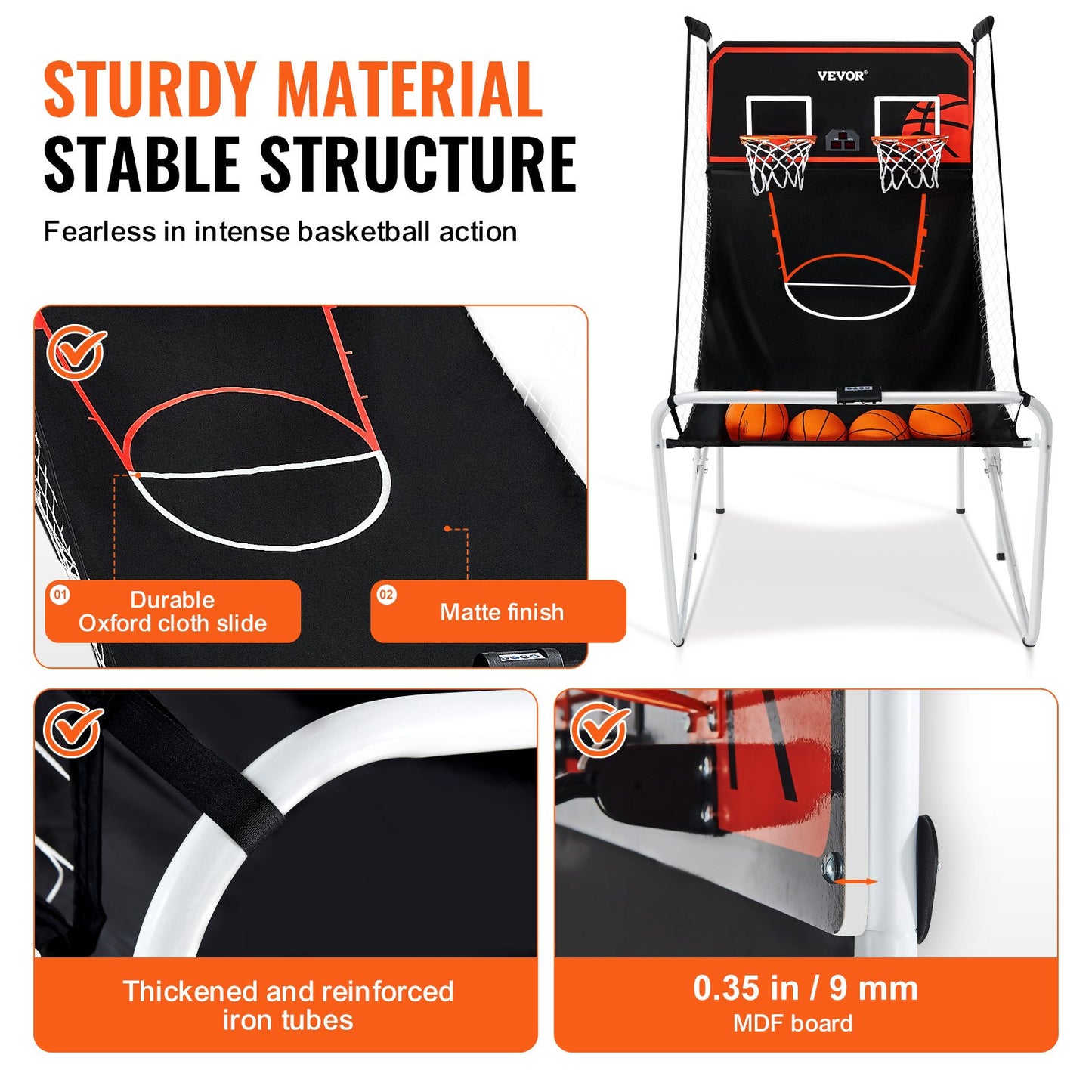 Hopfällbar inomhus Double Shot Basket Arcade Game 2 Player 4 Balls