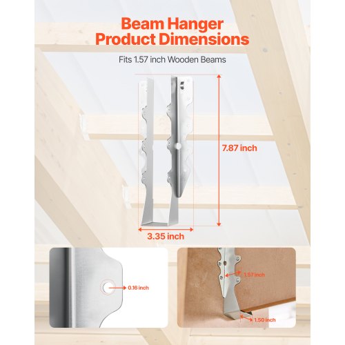 Floor joist hanger for wall mounting, internal dimensions 40x38x199 mm, 50 pcs.