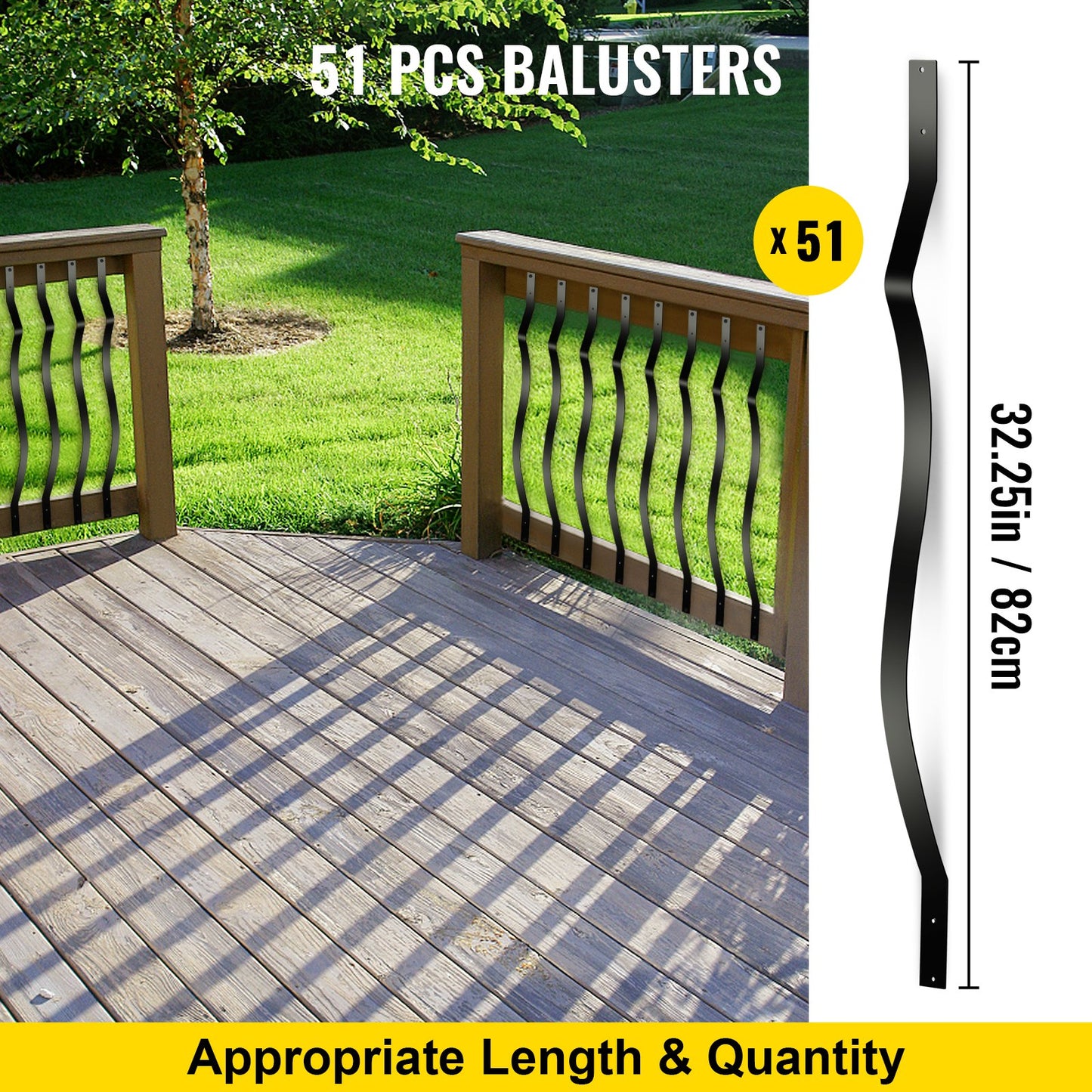 Deckbaluster Metalldeckspindeln 51er-Pack 32,25 Zoll Eisentreppengeländer