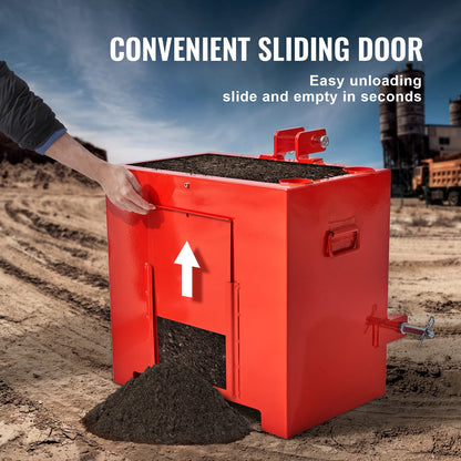 Ballast Box 3-Point Category 1 Tractor, 800lbs Capacity Hitch Ballast Box, for 2'' Hitch Receiver, Tractor Ballast Box with 5cu.ft Volume, Heavy Duty Steel, Red