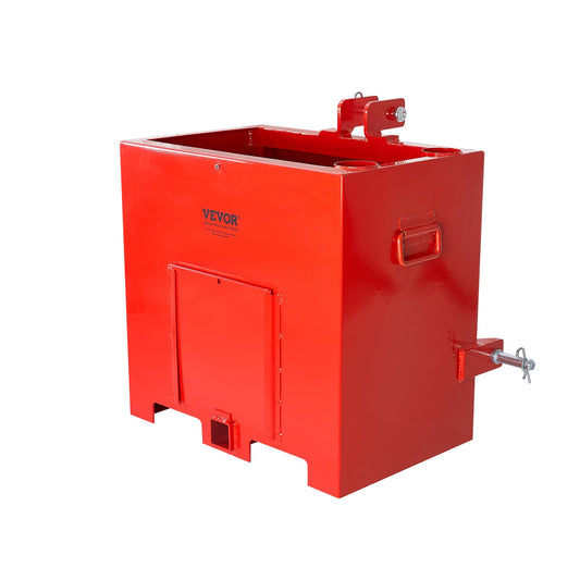 Ballast Box 3-Point Category 1 Tractor, 800lbs Capacity Hitch Ballast Box, for 2'' Hitch Receiver, Tractor Ballast Box with 5cu.ft Volume, Heavy Duty Steel, Red