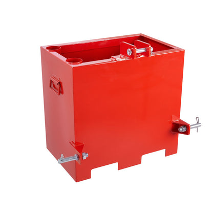 Ballast Box 3-Point Category 1 Tractor, 800lbs Capacity Hitch Ballast Box, for 2'' Hitch Receiver, Tractor Ballast Box with 5cu.ft Volume, Heavy Duty Steel, Red
