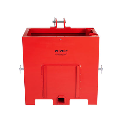 Ballast Box 3-Point Category 1 Tractor, 800lbs Capacity Hitch Ballast Box, for 2'' Hitch Receiver, Tractor Ballast Box with 5cu.ft Volume, Heavy Duty Steel, Red