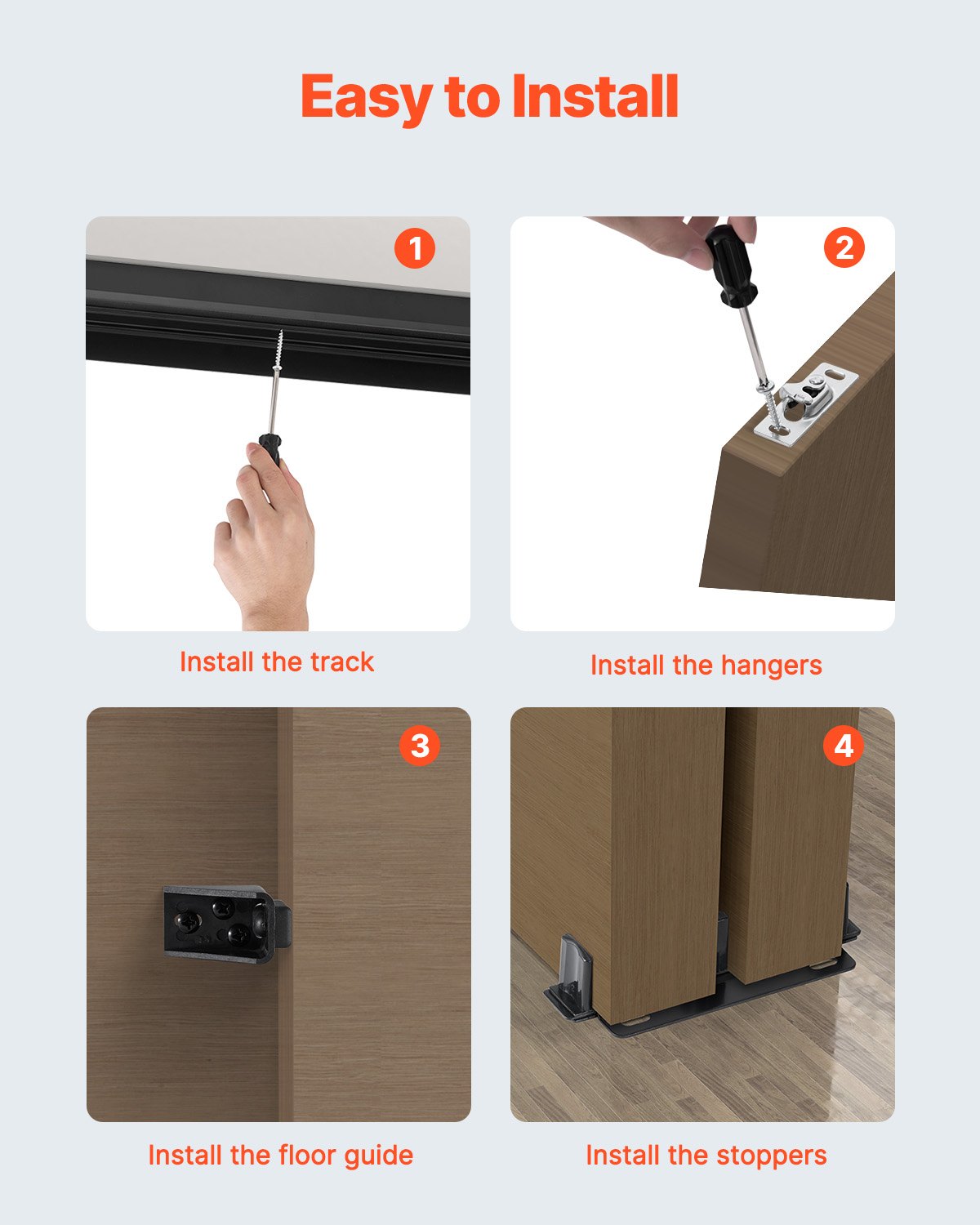 Bypass Door Hardware 4ft Bypass Closet Door Track Kit för 2-dörrssystem