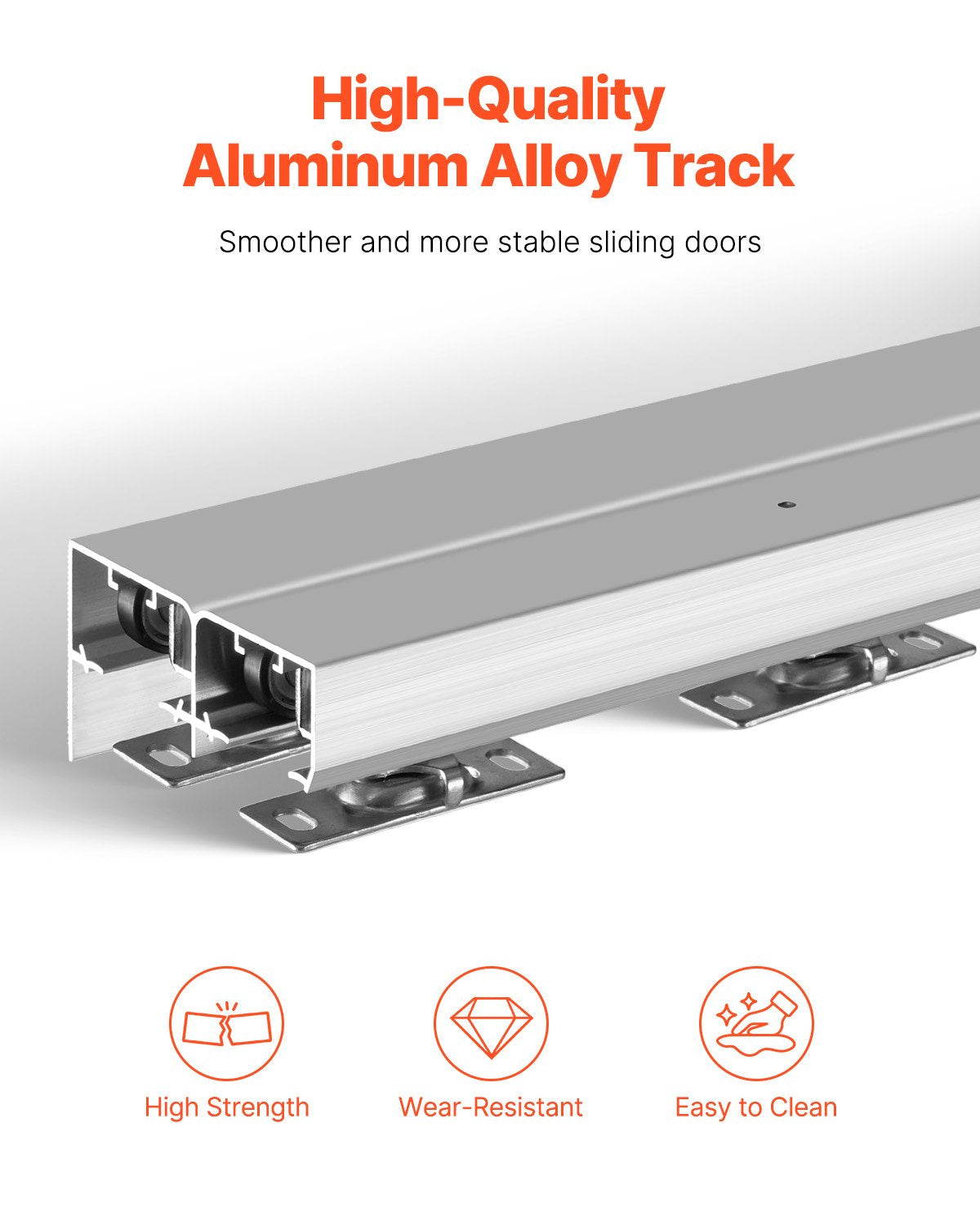 Bypass Door Hardware 6ft Bypass Closet Door Track Kit for 2-Door System