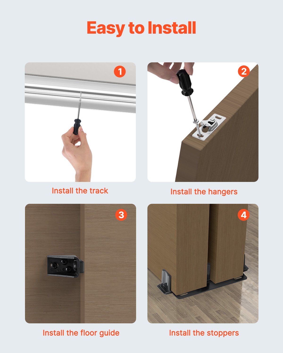 Bypass Door Hardware 6ft Bypass Closet Door Track Kit for 2-Door System