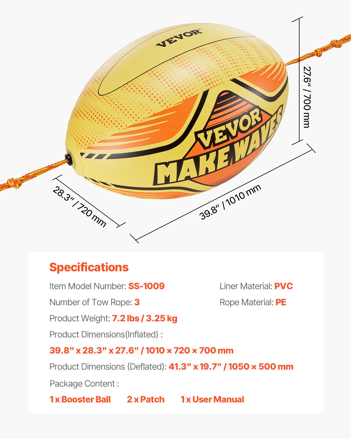 Booster Ball Inflatable PVC Booster Balls for Boating and Water Sports