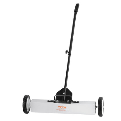 50 pund rullande magnetisk sopmaskin med hjul, magnetisk pickup sopmaskin av trycktyp, 24-tums pickup med stor magnet Grässopmaskin med teleskopiskt handtag, enkel rengöring av verkstadens garagegård