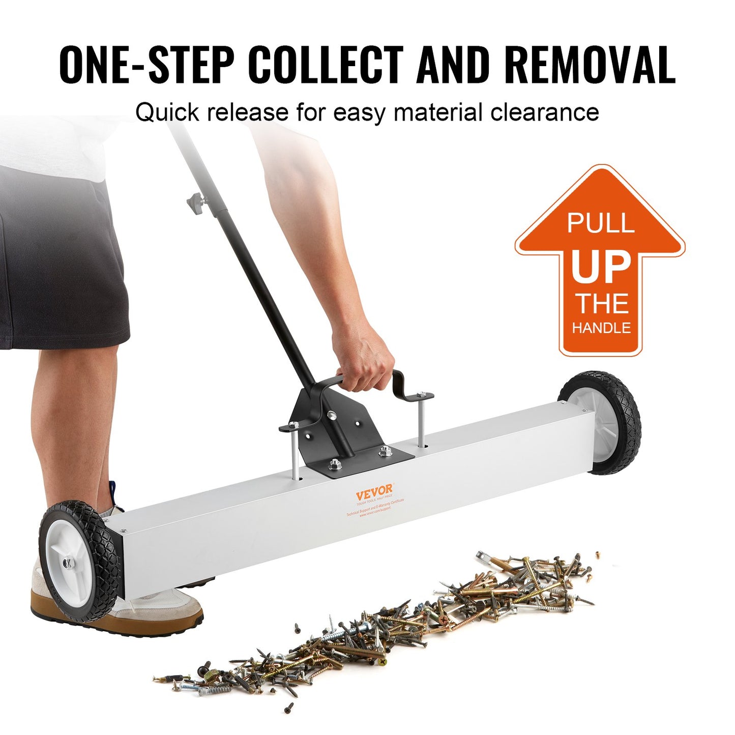 55 Pound Rolling Magnetic Sweeper with Wheels, Magnetic Pickup Push Type Sweeper, 24 Inch Pickup with Large Magnet Lawn Sweeper with Telescopic Handle, Easy Cleaning of Workshop Garage Yard