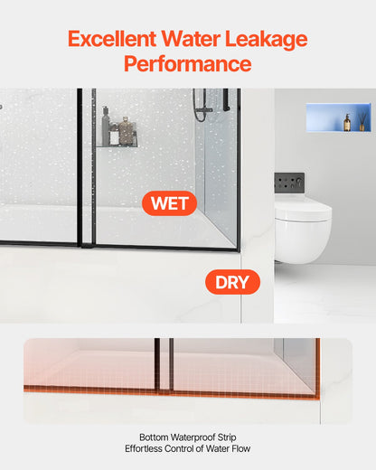 Frameless Sliding Tub Door 56-60 inch W x 60 inch H Frameless Shower Door