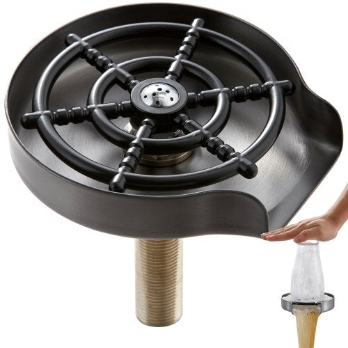 Glass Rinser, 10 Powerful Spraying Jets 360° Rotating Cup Rinser for Sink, 304 Stainless Steel Faucet Cup Washer with ABS Cup Holder for Baby Bottle, Glass Cup, Wine Glass (Silver Grey Base)