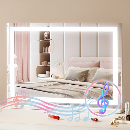 Lighted Makeup Mirror 3 Color med Bluetooth USB Desktop Väggfäste 21,7 tum