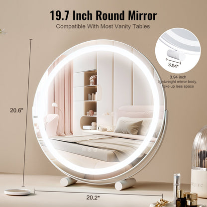 20” sminkspegel med lampor LED sminkrund med Smart Touch för sovrum