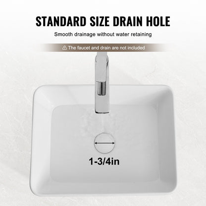 Modern Keramik Vask 19"x14,7" Badrumsskål Bänkskiva Vit
