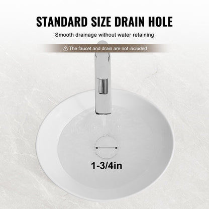Modern Ceramic Sink 16"x13.4" Bathroom Bowl Countertop White