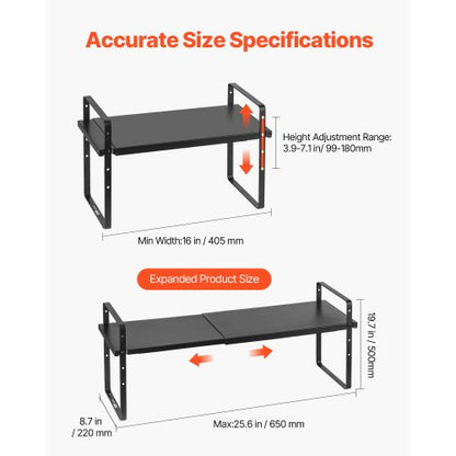 2-Tier Cabinet Organizer Shelf Countertop Shelves Steel Storage Spice Rack | EU