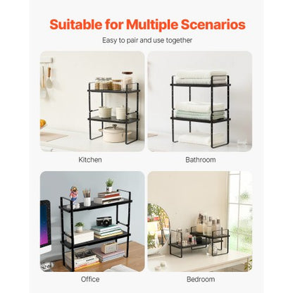 2-Tier Cabinet Organizer Shelf Countertop Shelves Steel Storage Spice Rack | EU