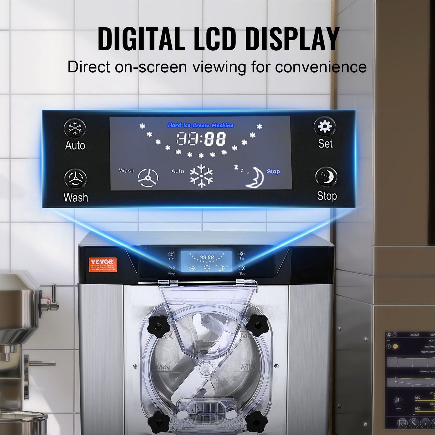 Kommerzielle Eismaschine für harte Portionen, 12 l/h, für einfachen Geschmack.