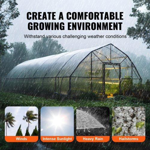 Greenhouse Plastic Cloth 12 x 50 Feet, 6 Mil Thickness Clear Greenhouse Film, Polyethylene Film 4 Year UV Resistant, for Gardening, Farming, Agriculture, Garden