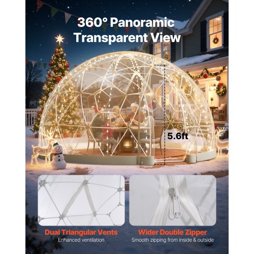 3.6 x 2.1 m garden bubble tent for 4-7 people outdoors, transparent geodesic dome | EU